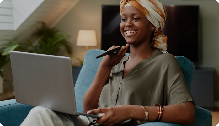 Woman using laptop